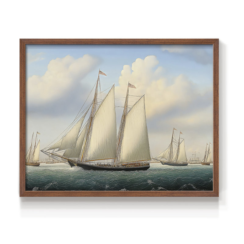 Nautical Series-CXXX -Framed Print - Restickable, H 16 po x l 20 po, Noyer