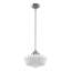 Luminaire suspendu en forme de cloche en verre blanc à 1 lumière avec base argentée