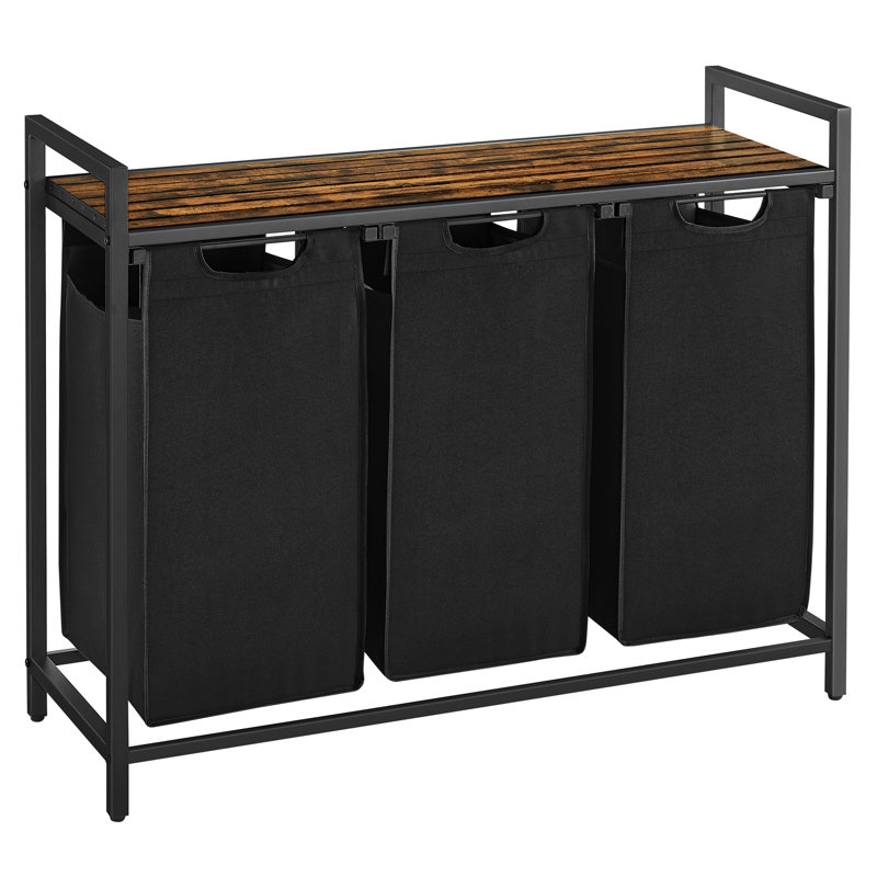 Laundry Sorter with Handles, Rustic Brown/Black