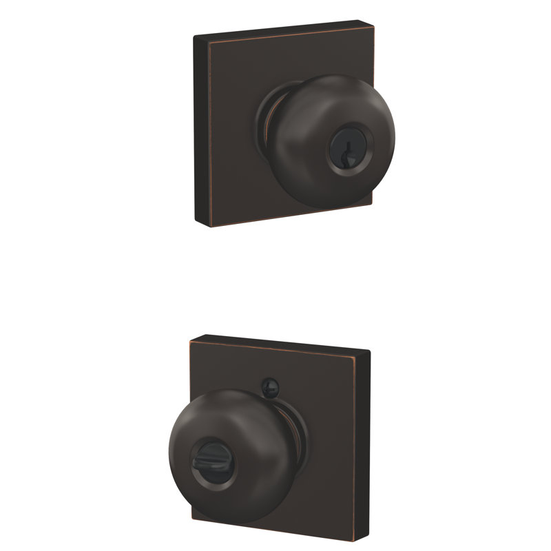 Plymouth Keyed Entry Knob with Collins Trim, Aged Bronze