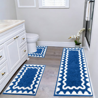 Bathroom Rugs Sets 3 Piece Soft Comfortable Water Absorption Non-Slip Bath Mats 3 Set