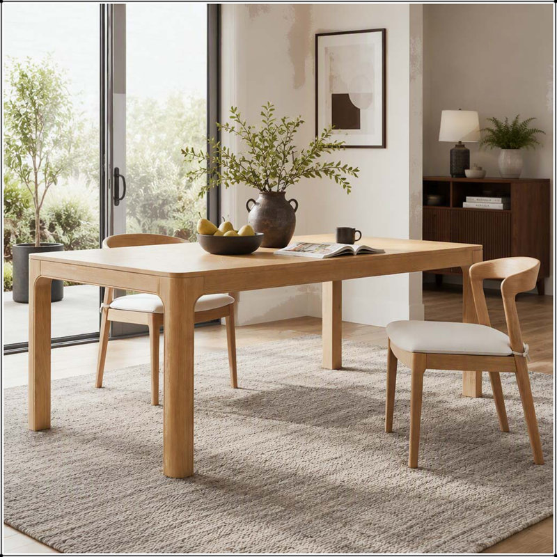 Table de salle à manger rectangulaire avec dessus de style parquet et pieds ajustables