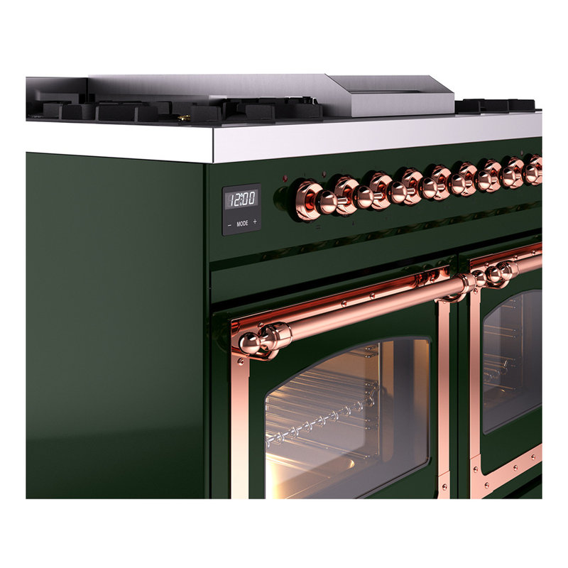 ILVE Nostalgie II Noblesse 40 in Dual Fuel Range, Emerald Green/Copper, Natural Gas