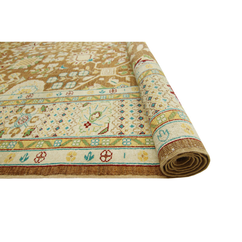 Tapis fin fait à la main Chobi Weldon - brun - beige, 9 pi 1 po x 11 pi 8 po