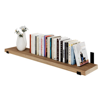 48" X 9.25" Heavy Duty Floating Book Shelf, 1.5" Thick Living Room Wall Shelf, Hanging Shelf For Wall, Boho & Farmhouse Decor, Wall Mounted Storage, Special Walnut
