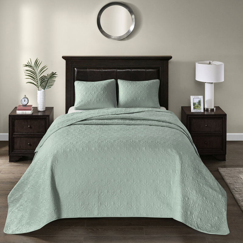 Couvre-lit réversible pour grand lit - Le coton prélavé remplit un environnement de chambre à coucher serein, une vue matelassée élégante, comprend une chambre à coucher avec 2 taies décoratives, un look attrayant,