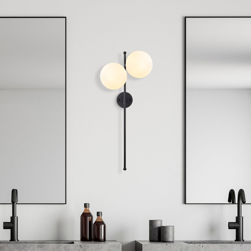 Modern Gold Wall Lamp with Metal Body & Glass Cap, 12 x 10.6 x 28.3 Inches | 2 x E14 Socket (Max 40W) | Stylish Scandinavian Design, IP20 Rated | Perfect for Living Room, Bedroom & Hallway Décor