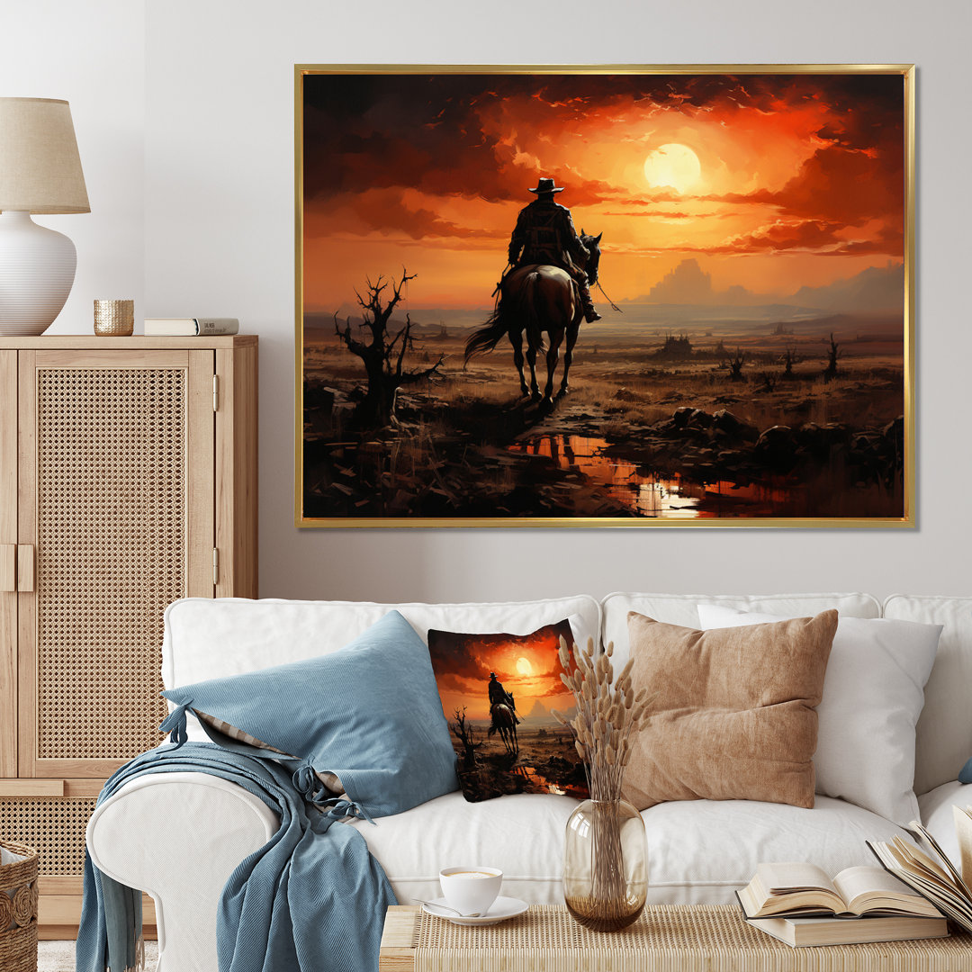 Cowboy Sunrise On The - Cowboys Wall Art Union Rustic 