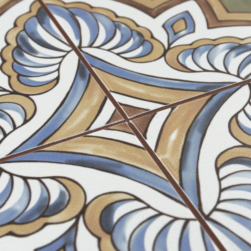 Carreau de céramique à motif pour mur et plancher 13 po x 13 po Harmonia, Vert et bleu