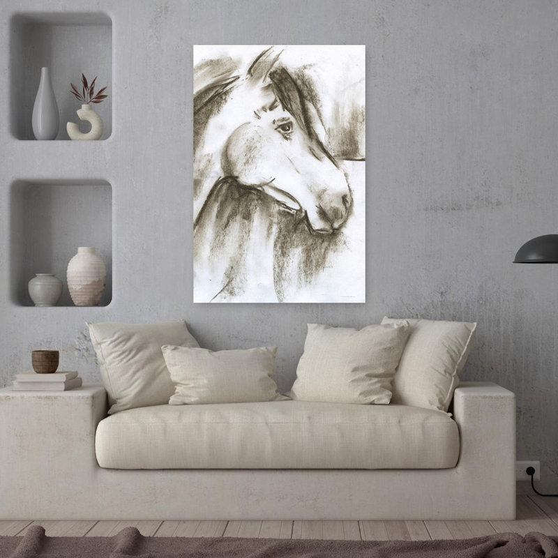 Grand cheval rouge abstrait, art contemporain, H 36 po x l 24 po