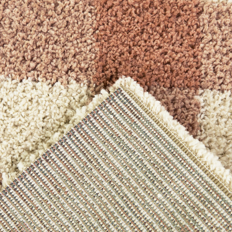 March Pink Gingham Shag Area Rug, Rectangle 3'11" x 5'7"