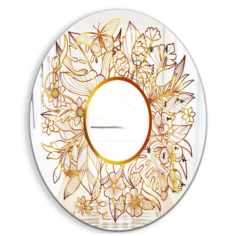 Miroir d'appoint tropical, 20 po x 30 p, Brun / Doré