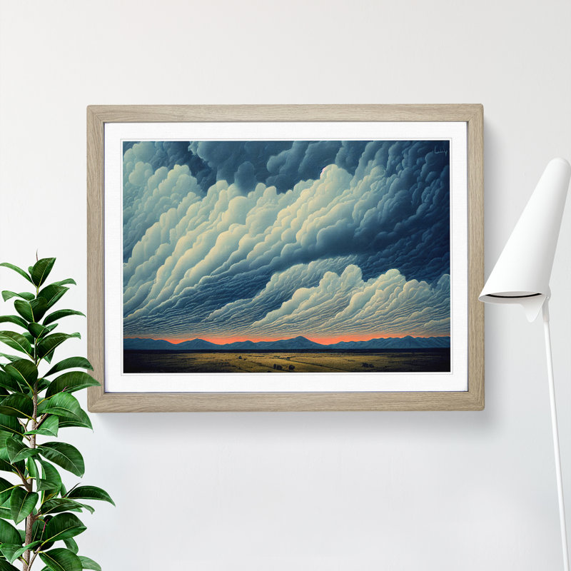 Clouds above Mountain Range - Framed Print, 34cm H x 46cm W x 2cm D, Oak