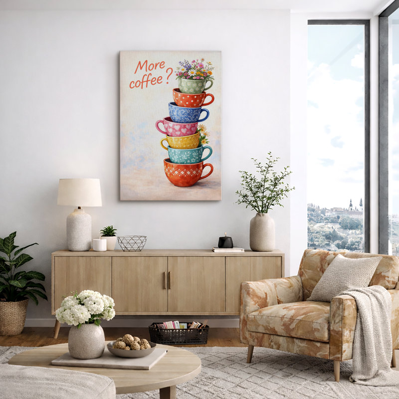 Illustration de citation de tasse de thé colorée et colorée, images de cuisine, impression sur toile encadrée, Toile tendue