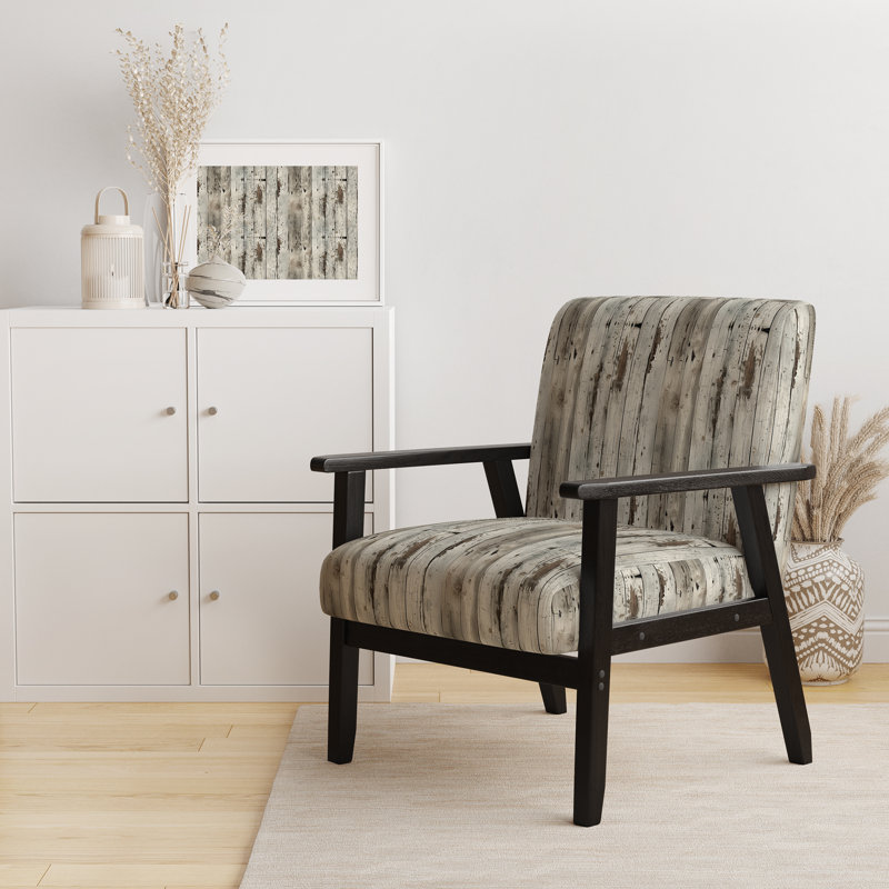 Fauteuil d'appoint rétro et décontracté D, Panneaux de bois gris rustiques Countyhome