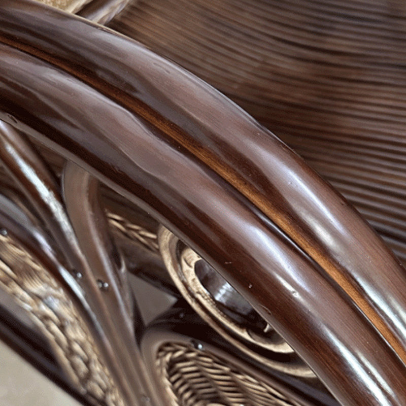 Chaise berçante en rotin à double coussin, Brun