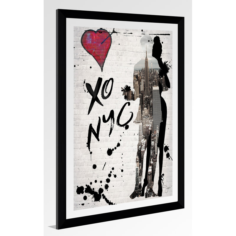 «Xo Nyc», impression, H 39,5 po x l 27,5 po x P 0,75 po, Acrylique avec cadre noir