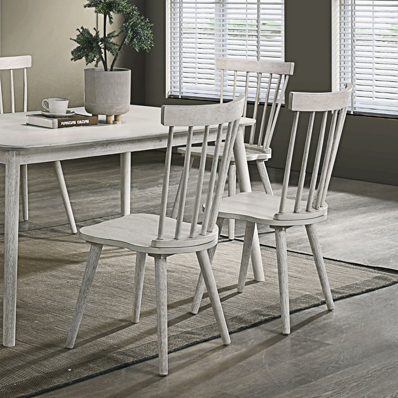Ensemble de 2 chaises en bois massif, Blanc