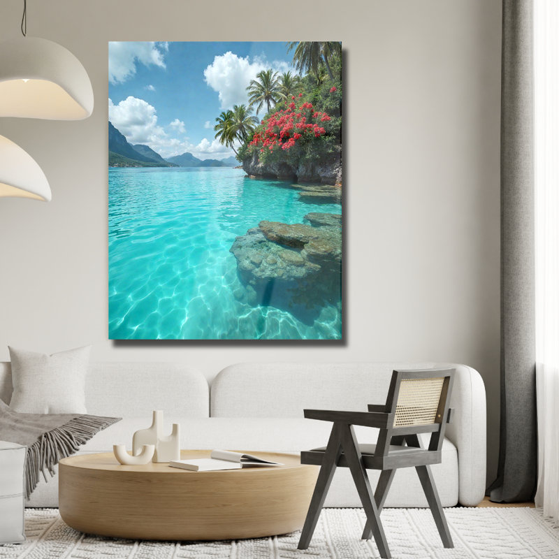 Art mural en verre trempé Tropical Beach, 12" H x 8" W