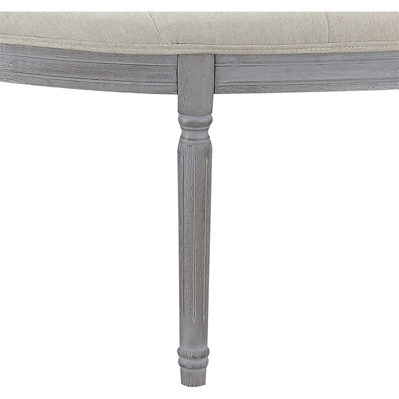 Banc rembourré capitonné beige clair Coastal
