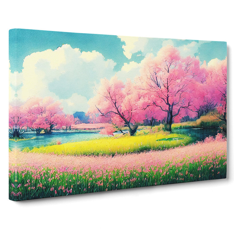 Spring Forest Watercolour Vol.7 - Wrapped Canvas Print, 50cm H x 76cm W x 3cm D