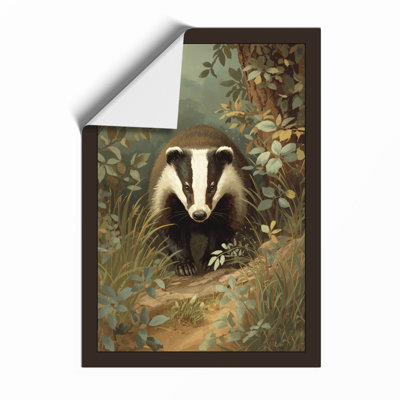 Badger in Woodland Boho - Framed Print