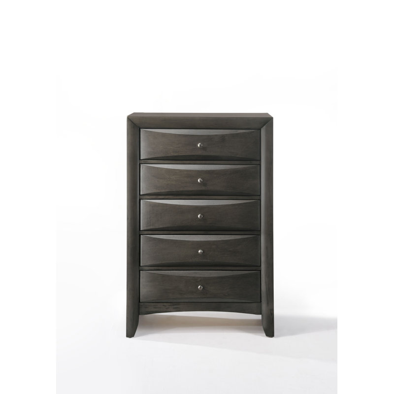 Commode rectangulaire à 5 tiroirs Bandzul, Chêne gris