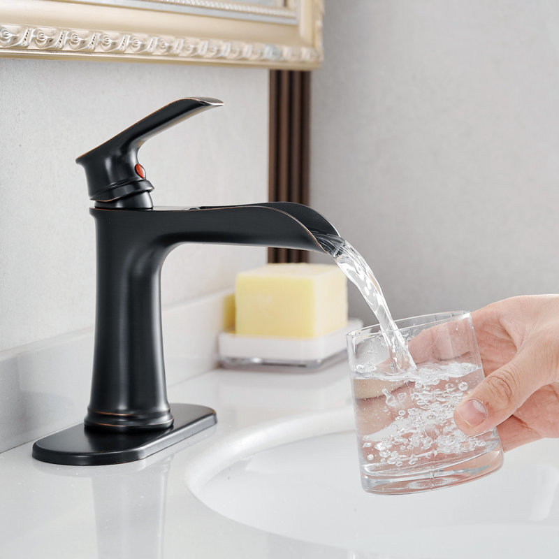 Sink Faucet With Deck Plate Waterfall ORB With Pop Up Drain And Supply Lines Bathroom Faucets For Sink 1 Hole One Handle Faucets Vanity Bath Mixer Tap