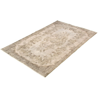 Tapis décoratif en laine gris clair 5 pi 5 po x 9 pi 4 po Deresa noué à la main