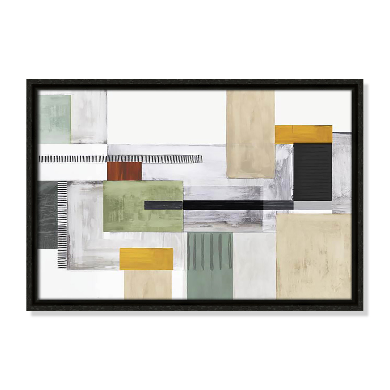 Playful Blocks Print by Tom Reeves, No Mat, Espresso Floater Framed, 13.5" H x 19.5" W x 2" D