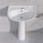 Modern U-Shape White Pedestal Bathroom Sink With Overflow