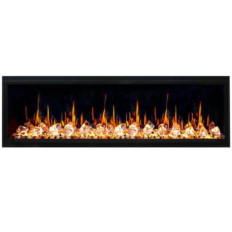 Foyer électrique ultra-linéaire 65 po Litédeer Latitude (ZEF65XC) | Foyer mural linéaire ultra-mince avec application WiFi, flamme multicolore, bûches de bois flotté, média de glace concassée et chauffe-eau 1500W