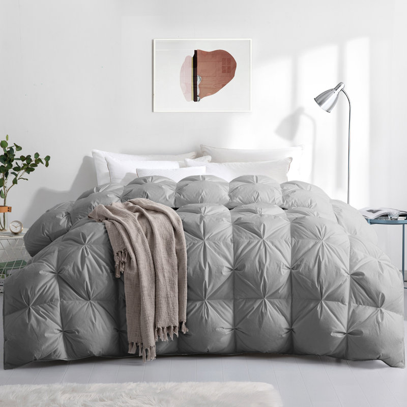 Édredon en duvet d'oie d'hiver avec tissu en coton biologique 300 fils, Gris, Très grand californien