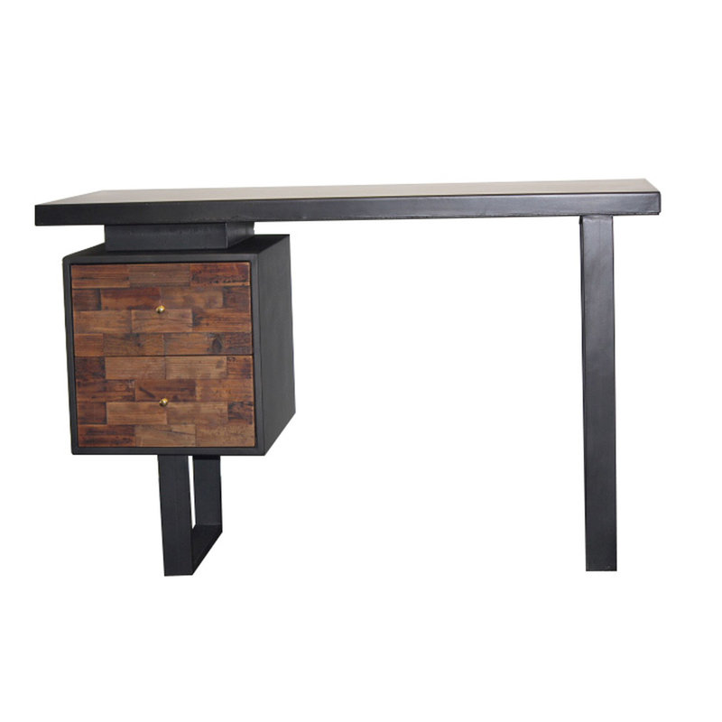 Bureau d'écriture moderne à 2 tiroirs, Gris foncé