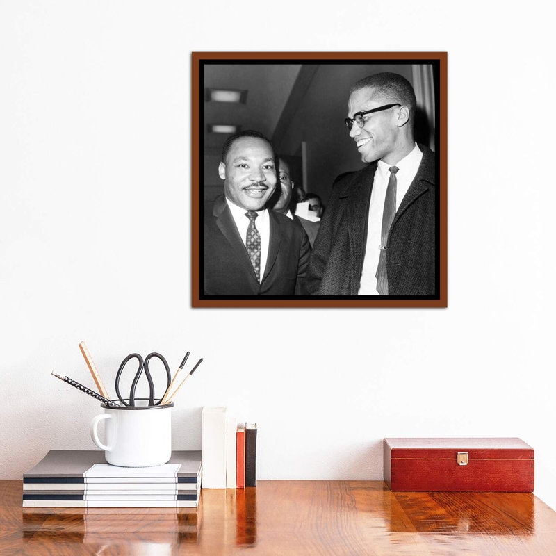 «King and Malcolm X 1960» - reproduction de photo, H 26 po x l 26 po x P 1,5 po, Cadre bois classique