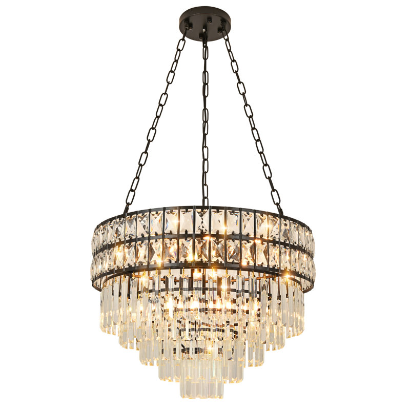 Imma Crystal Empire Chandelier, Black, 15.7" H x 21.6" W x 21.6" D