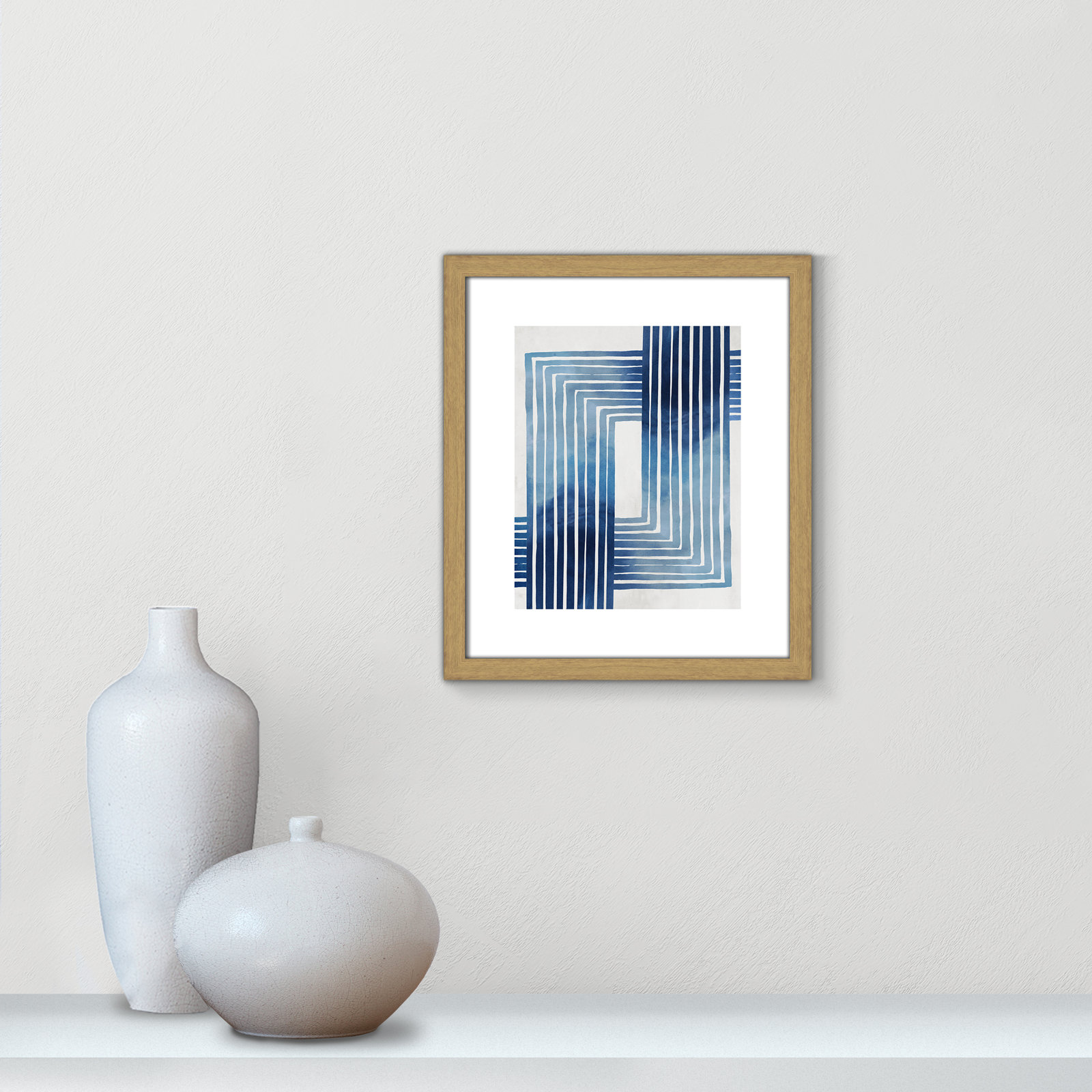 In Unison by Eva Watts - Painting Print, Beige Wood Framed Paper, 15" H x 13" W x 0.75" D