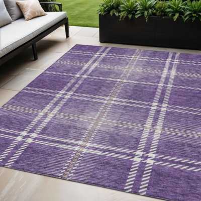 Tapis d'intérieur lavable à carreaux mauve 5 pi x 8 pi