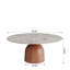 Table basse ronde Meranda avec piédestal en bois massif noyer-74822441-192860310-195381708