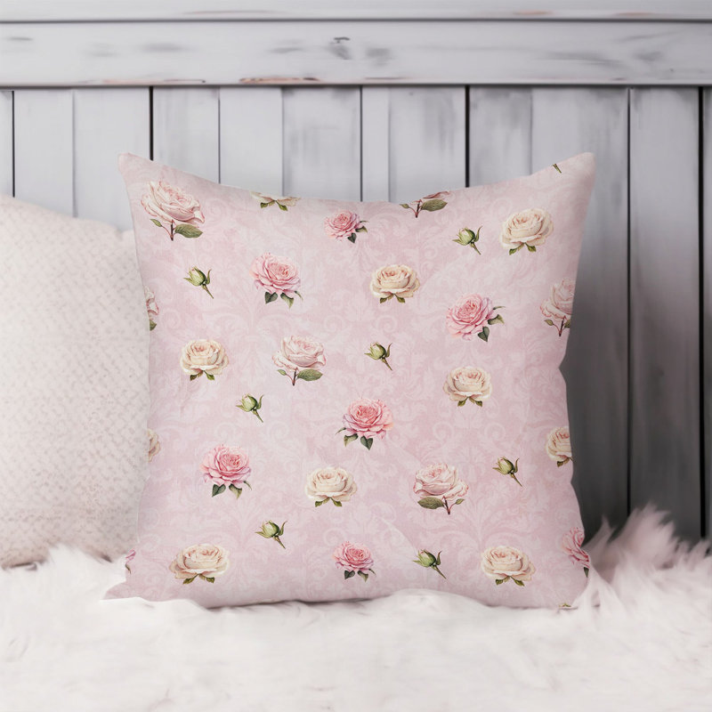 Élégance florale à motif floral rose, H 18 po x l 18 po