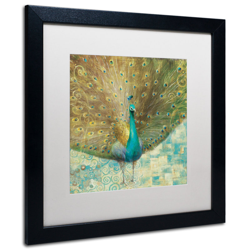 « bleu vert » on gold» par danhui nai, reproduction d’art encadrée, H 16 po x l 16 po, Blanc
