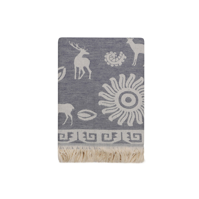Serviette de plage 100% coton Lawlor, Bleu / ivoire
