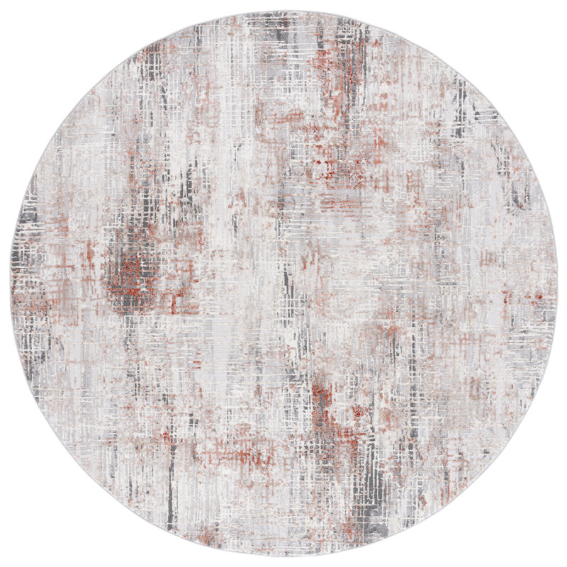 Tapis rouille / gris Vogue 117, Rond 6 pi 7 po