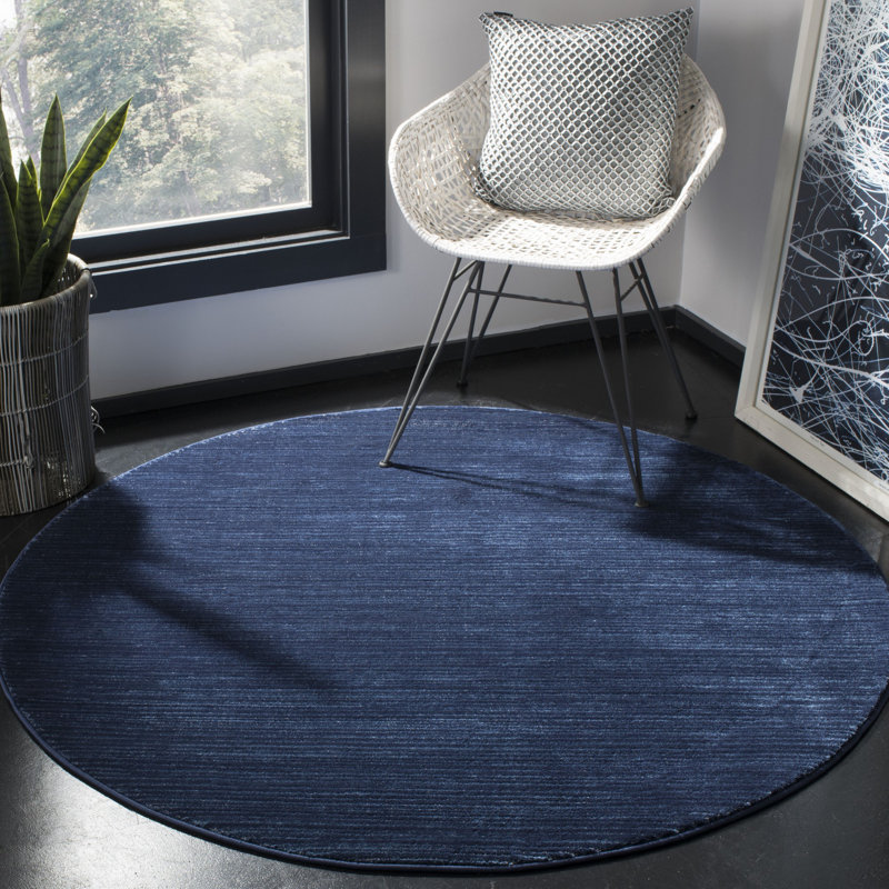 Tapis d'intérieur bleu marine Arneshia, Rond 12 pi