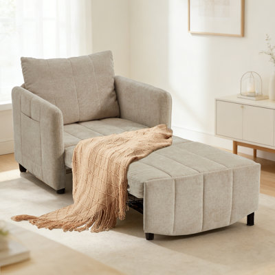 Extra Long Convertible 4 in 1 Sleeper Chair with Pull-Out Mechanism