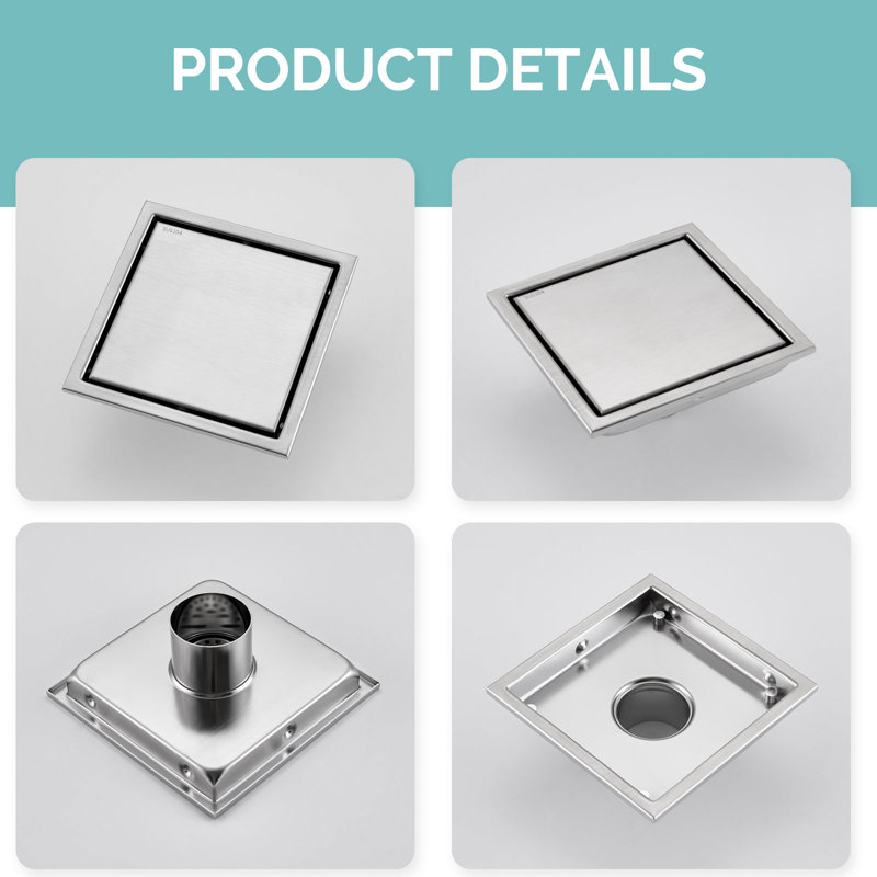 Drain de douche à carreler, Nickel brossé