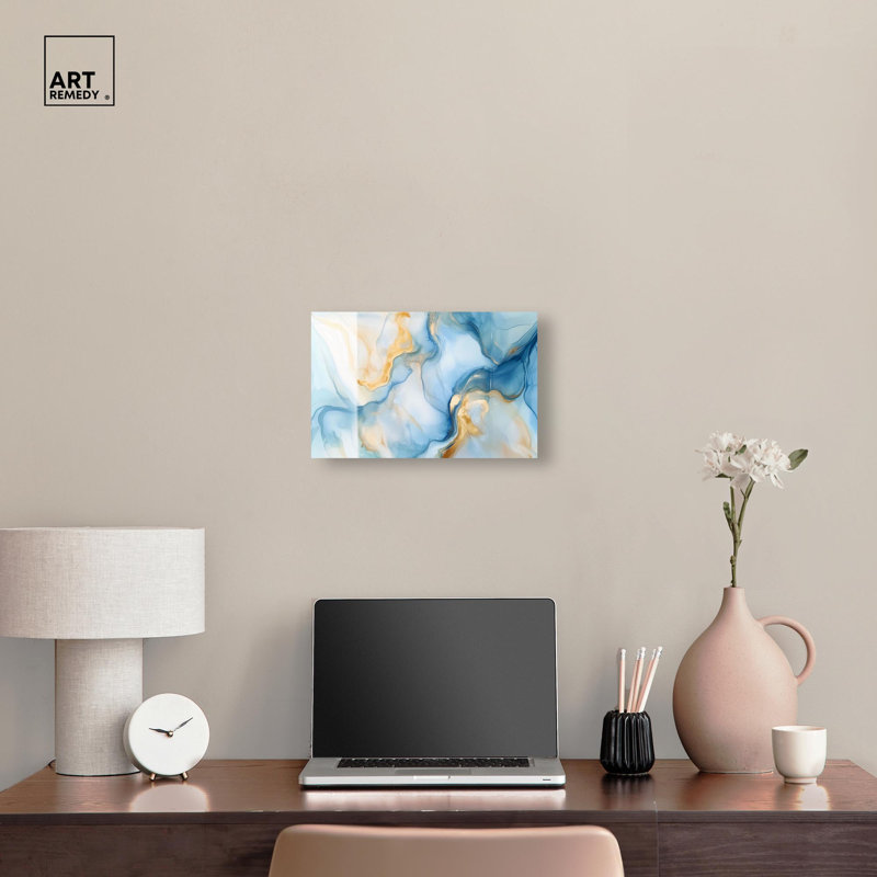 Art mural bleu sarcelle sur toile bleu sarcelle , H 10 po x l 15 po, Toile tendue