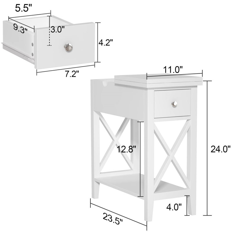 Mooneyham 2 - Drawer End Table, White
