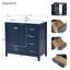 Ensemble de meuble-lavabo moderne 36 po avec lavabo 36 po, autoportant avec pieds en bois massif, bleu