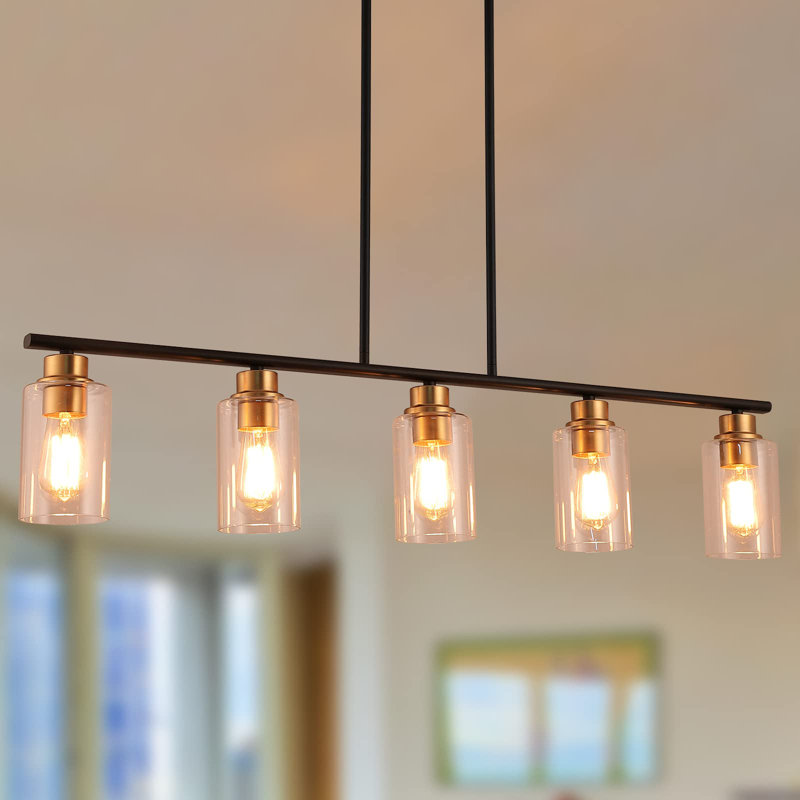 Luminaire suspendu pour îlot de cuisine 5 lumières Asa, Noir